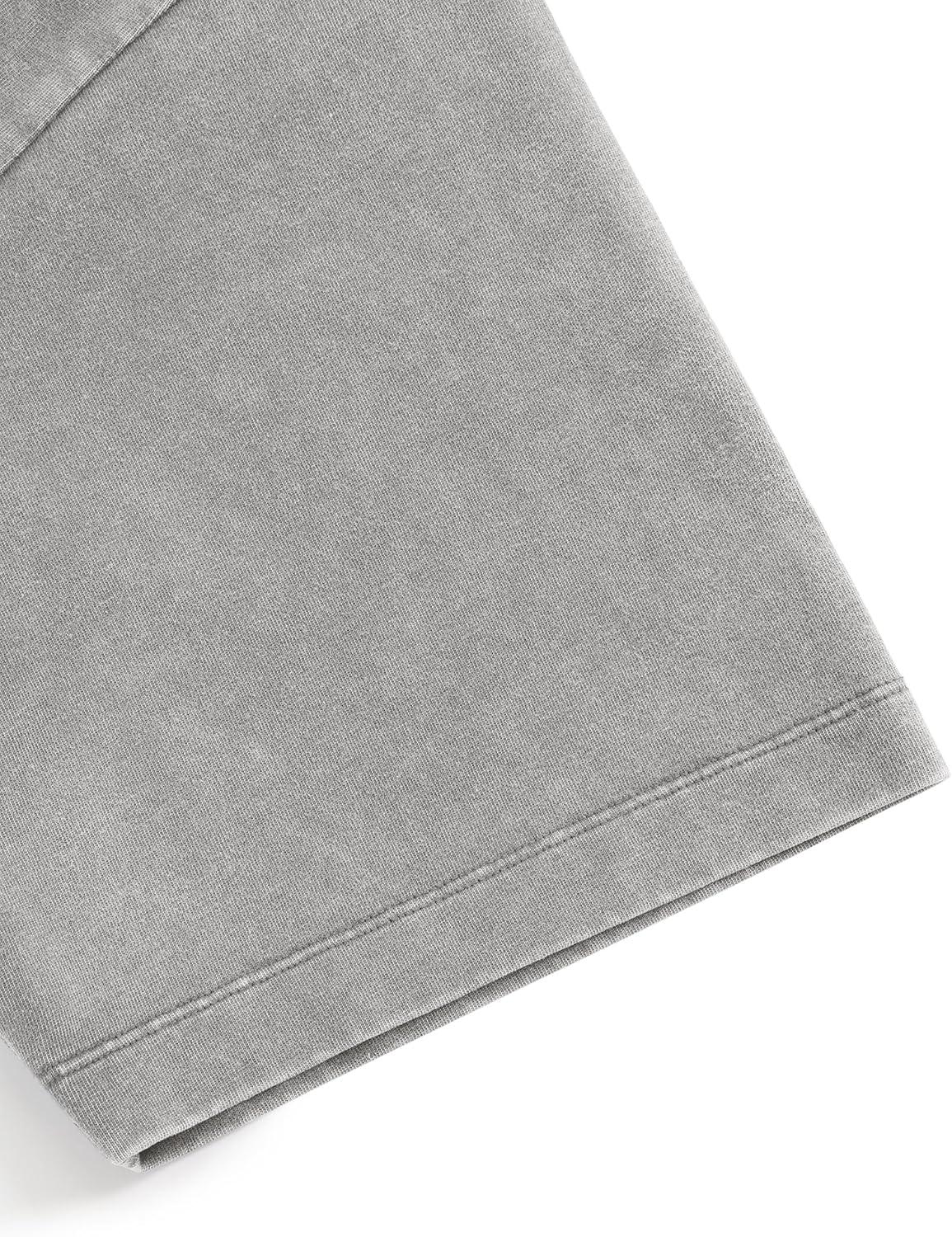 image:imageAelfric Eden Mens Oversized Washed Polo T Shirts Heavyweight Vintage Cotton Tees Short Sleeve Tops UnisexLight Grey