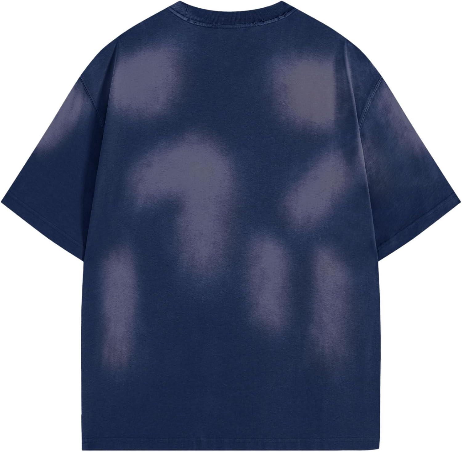 image:imageAelfric Eden Unisex Oversized Color Block Tshirts Men Vintage Washed Tees Cotton Casual Short Sleeve TopsBlue