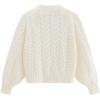 image:imageAelfric Eden Chunky Cardigan Sweaters for Women Oversized Cable Knit Open Front Cardigans Long Sleeve Crewneck Trendy OutfitsWhite Cherry