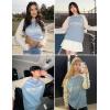 image:imageAelfric Eden Long Sleeve Shirts Color Block Print Tops Crewneck Oversized Y2k Streetwear Sweatshirts 2025 Trendy TopsBlue