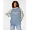 image:imageAelfric Eden Long Sleeve Shirts Color Block Print Tops Crewneck Oversized Y2k Streetwear Sweatshirts 2025 Trendy TopsBlue