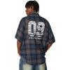 image:imageAelfric Eden Mens Button Down Shirts Number Print Plaid Necktie Short Sleeve Shirt Casual Summer ShirtsBlue