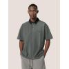 image:imageAelfric Eden Mens Oversized Washed Polo T Shirts Heavyweight Vintage Cotton Tees Short Sleeve Tops UnisexLight Grey