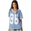 image:imageAelfric Eden Womens Jersey Tshirts Letter Printed Tees V Neck Mesh Short Sleeve Y2k Summer Casual Tops ClothesBlue