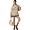 image:imageAelfric Eden Womens Oversized Sweaters 2025 Cable Knit Chunky Sweater Lantern Sleeve Crewneck Pullover Loose OutfitsBeige