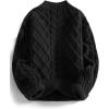 image:imageAelfric Eden Womens Oversized Sweaters 2025 Cable Knit Chunky Sweater Lantern Sleeve Crewneck Pullover Loose OutfitsBlack