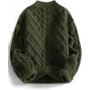 image:imageAelfric Eden Womens Oversized Sweaters 2025 Cable Knit Chunky Sweater Lantern Sleeve Crewneck Pullover Loose OutfitsGreen