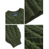 image:imageAelfric Eden Womens Oversized Sweaters 2025 Cable Knit Chunky Sweater Lantern Sleeve Crewneck Pullover Loose OutfitsGreen