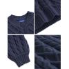 image:imageAelfric Eden Womens Oversized Sweaters 2025 Cable Knit Chunky Sweater Lantern Sleeve Crewneck Pullover Loose OutfitsNavy Blue