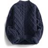 image:imageAelfric Eden Womens Oversized Sweaters 2025 Cable Knit Chunky Sweater Lantern Sleeve Crewneck Pullover Loose OutfitsNavy Blue
