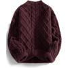 image:imageAelfric Eden Womens Oversized Sweaters 2025 Cable Knit Chunky Sweater Lantern Sleeve Crewneck Pullover Loose OutfitsRed