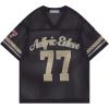 image:imageAelfric Eden Cropped Jersey for Women Mesh Boxy Y2k Shirts V Neck Graphic Tees Football Number Streetwear T Shirt TopsBlack