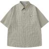 image:imageAelfric Eden Mens Button Down Plaid Shirts Short Sleeve Oversized Polo Tee Vintage T ShirtsBrwon