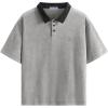 image:imageAelfric Eden Mens Oversized Washed Polo T Shirts Heavyweight Vintage Cotton Tees Short Sleeve Tops UnisexLight Grey