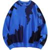 image:imageAelfric Eden Mens Sweater Camouflage Color Blocking Printed Casual Oversized Sweater PulloverBlue