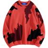 image:imageAelfric Eden Mens Sweater Camouflage Color Blocking Printed Casual Oversized Sweater PulloverRed