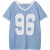 image:imageAelfric Eden Womens Jersey Tshirts Letter Printed Tees V Neck Mesh Short Sleeve Y2k Summer Casual Tops ClothesBlue