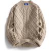 image:imageAelfric Eden Womens Oversized Sweaters 2025 Cable Knit Chunky Sweater Lantern Sleeve Crewneck Pullover Loose OutfitsBeige