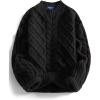 image:imageAelfric Eden Womens Oversized Sweaters 2025 Cable Knit Chunky Sweater Lantern Sleeve Crewneck Pullover Loose OutfitsBlack
