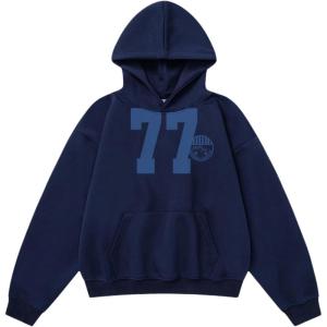 image:imageAelfric Eden 77 Print Pullover Hoodie Graphic Hoodies Y2k Loose Streetwear Hooded Sweatshirt UnisexNavy Blue