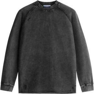 image:imageAelfric Eden Acid Wash Sweatshirt Crewneck Oversized Sweatshirts Vintage Casual Solid Long Sleeve Pullover TopsBlack