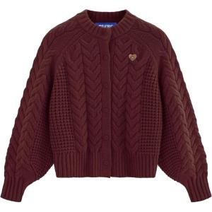 image:imageAelfric Eden Chunky Cardigan Sweaters for Women Oversized Cable Knit Open Front Cardigans Long Sleeve Crewneck Trendy OutfitsBurgundy