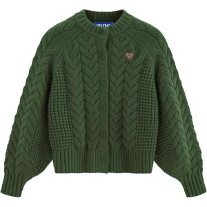 image:imageAelfric Eden Chunky Cardigan Sweaters for Women Oversized Cable Knit Open Front Cardigans Long Sleeve Crewneck Trendy OutfitsGreen