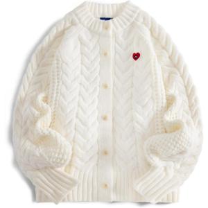 image:imageAelfric Eden Chunky Cardigan Sweaters for Women Oversized Cable Knit Open Front Cardigans Long Sleeve Crewneck Trendy OutfitsWhite
