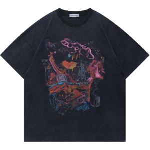 image:imageAelfric Eden Graphic Washed TShirts for Men Oversized Short Sleeve Tee Unisex Casual Streetwear TopsBlack