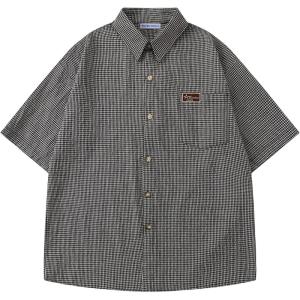 image:imageAelfric Eden Mens Button Down Plaid Shirts Short Sleeve Oversized Polo Tee Vintage T ShirtsBlack
