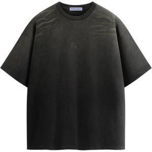 image:imageAelfric Eden Mens Oversized TShirt Unisex Gradient Washed Tee Vintage Cotton Short Sleeve Summer StreetwearBlack