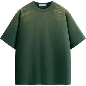image:imageAelfric Eden Mens Oversized TShirt Unisex Gradient Washed Tee Vintage Cotton Short Sleeve Summer StreetwearGreen