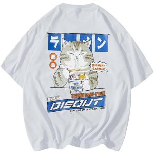 image:imageAelfric Eden Mens Ramen Cat Graphic Tee Oversized Shirts Summer Unisex Printed Casual Harajuku Top Tshirt White M