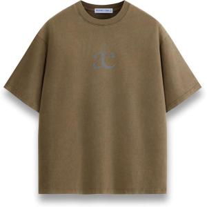 image:imageAelfric Eden Mens TShirts Oversized Heavyweight Cotton Wash Tshirt Unisex Short Sleeves Loose Solid Basic Tee TopsLight Brown