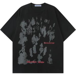image:imageAelfric Eden Oversized Graphic Tees Unisex Graffiti Print Shirts Inkjet Tee TopBlack
