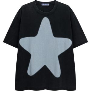 image:imageAelfric Eden Oversized Star Graphic Tees Men Vintage Washed Heavyweight Cotton Trendy Streetwear T Shirts UnisexBlack