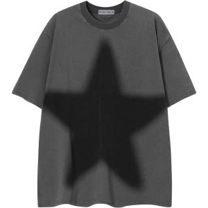 image:imageAelfric Eden Oversized Star Graphic Tees Men Vintage Washed Heavyweight Cotton Trendy Streetwear T Shirts UnisexGrey