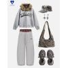 image:imageAelfric Eden Faux Fur Collar Boxy Zip Up Hoodie Y2K Couple Hooded Sweatshirt Retro Streetwear JacketGrey