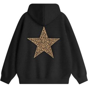 image:imageAelfric Eden Hoodies Leopard Print Star Hoodie Graphic Hooded Pullover Sweatshirt Streetwear 2025 Trendy Tops OutfitsBlack