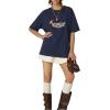 image:imageAelfric Eden Mens Oversized Graphic Tees Dog Embroidery Casual Women Tshirts Short Sleeve Top Cotton Cute Tee ShirtNavy Blue