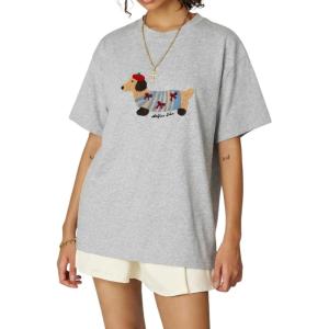 image:imageAelfric Eden Mens Oversized Graphic Tees Dog Embroidery Casual Women Tshirts Short Sleeve Top Cotton Cute Tee ShirtGrey