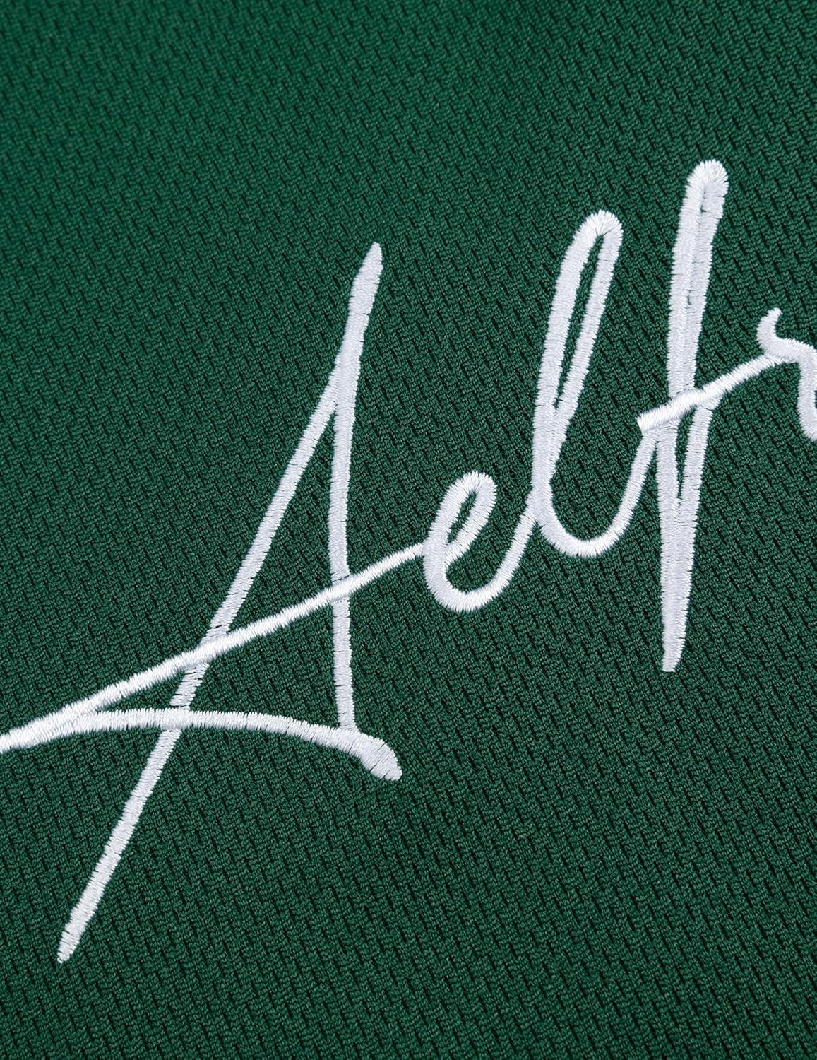 image:imageAelfric Eden Mens Vintage Letter Polo Tee Oversized Button Collar Graphic Patchwork T Shirt Short Sleeve Summer TopsGreen