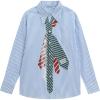image:imageAelfric Eden Button Down Shirts Unisex Necktie Print Stripe Long Sleeve Shirt Casual Streetwear ShirtsBlue