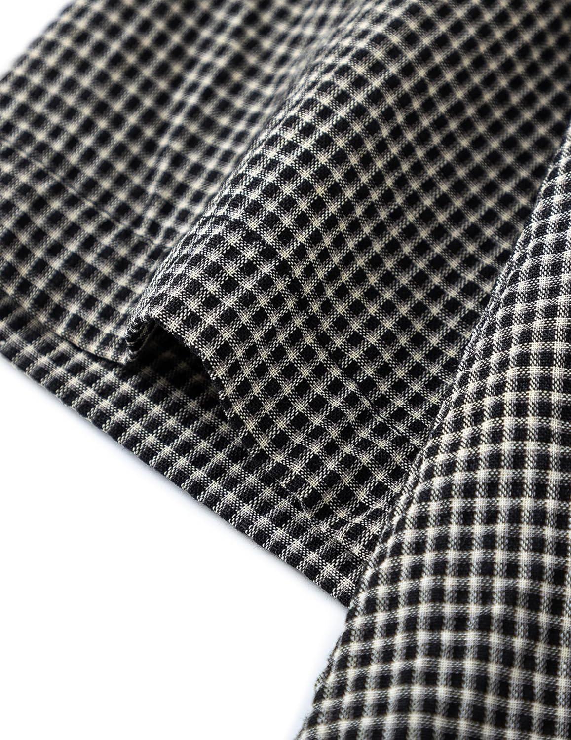 image:imageAelfric Eden Mens Button Down Plaid Shirts Short Sleeve Oversized Polo Tee Lightweight Vintage T Shirts UnisexBlack