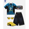 image:imageAelfric Eden Mens Jersey Shirts Stripe 7 Football Jersey Graphic Oversized V Neck Tees Short Sleeve T ShirtsBlack