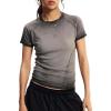 image:imageAelfric Eden Womens Basic T Shirts Summer Tops 2026 Crop Short Sleeve Slim Fit Tee Gradient Color Acid Wash Gym WorkoutBlack