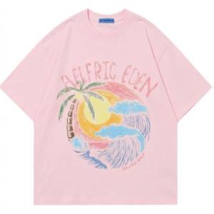 image:imageAelfric Eden Grahpic Tees Unisex Graffiti Sunset Print Tshirts Casual Summer Short Sleeve Shirt Cotton Cute TopPink
