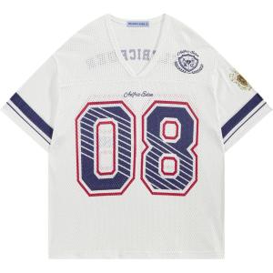 image:imageAelfric Eden Jersey Shirts for Women Y2k Oversized V Neck Graphic Tees Football Number Streetwear T Shirt TopsWhite