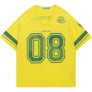 image:imageAelfric Eden Jersey Shirts for Women Y2k Oversized V Neck Graphic Tees Football Number Streetwear T Shirt TopsYellow