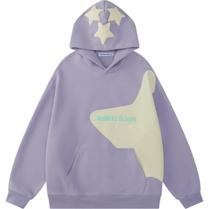 image:imageAelfric Eden Star Graphic Hoodies Print Hoodie Unisex Oversized Hooded Sweatshirt Long Sleeve Pocket PulloverPurple